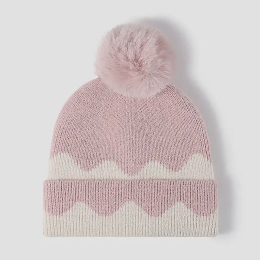 Women’s Pink Pom-Pom Knit Beanie Hat